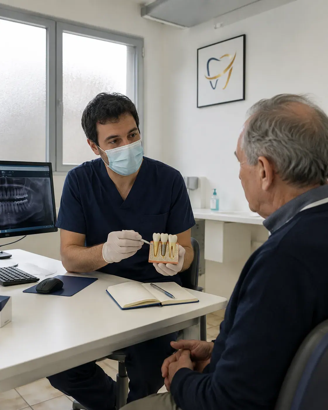 Explication d'un implant à l'aide d'un modèle dentaire
