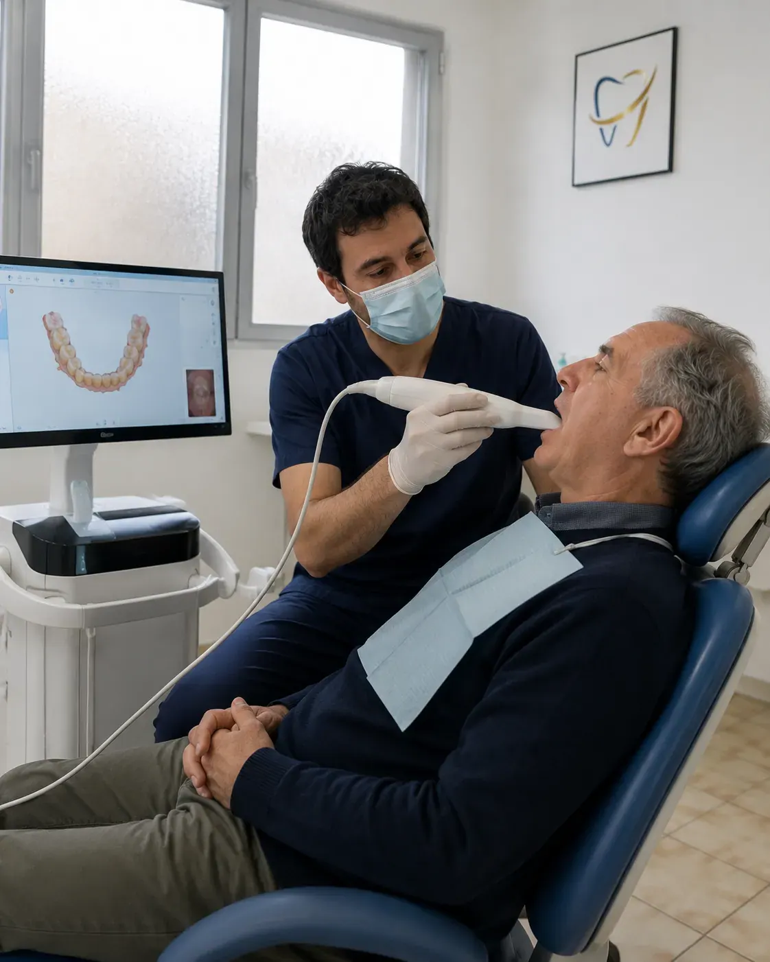 Empreinte numérique pendant un bilan orthodontique adulte